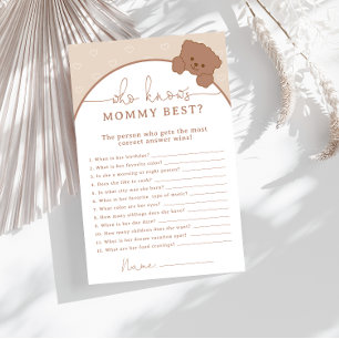 Cute Bear Who Knows Mummy Best Baby Shower Game