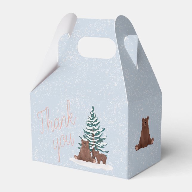 Cute Bear Winter Baby Shower Favour Box (Front Side)