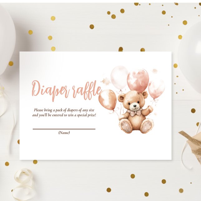 Cute Bear With Balloons | Baby Pink  Enclosure Card (Creator Uploaded)