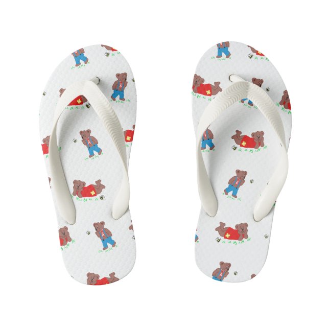 Cute Bear with Bee Pattern Kid's Thongs (Footbed)