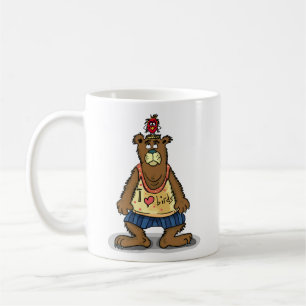 Cute Bear with Bird's Nest I Love Nature Coffee Mug