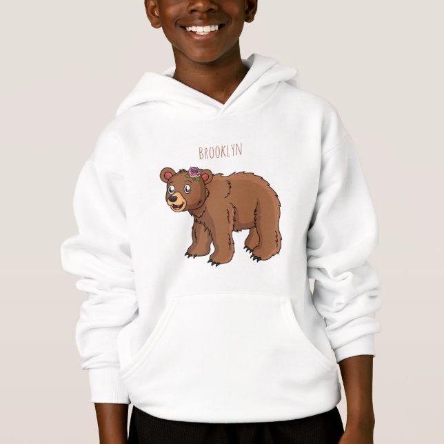 Cute bear with flower cartoon illustration  (Front)