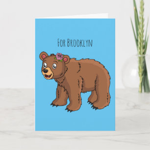 Cute bear with flower cartoon illustration card
