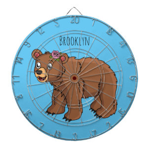 Cute bear with flower cartoon illustration dartboard