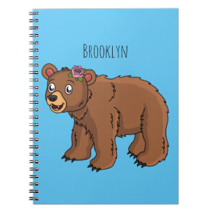 Cute bear with flower cartoon illustration notebook