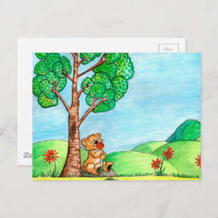 Cute Bear with Flowers Postcard