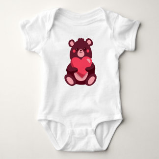 Cute Bear With Heart Baby Bodysuit