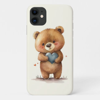Cute bear with heart iPhone 11 case