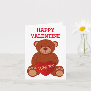 Cute Bear With Heart I Love You Valentine    Card