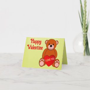 Cute Bear With Heart I Love You Valentine Holiday Card