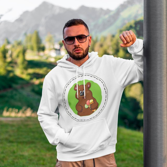 Cute Bear with Ice Cream Cone Fun Animal  Hoodie (Creator Uploaded)