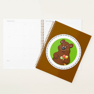 Cute Bear with Ice Cream Cone Fun Animal Planner