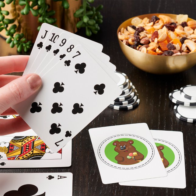 Cute Bear with Ice Cream Cone Fun Animal  Playing Cards (Creator Uploaded)