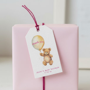 Cute bear with party ballon fun gift tags