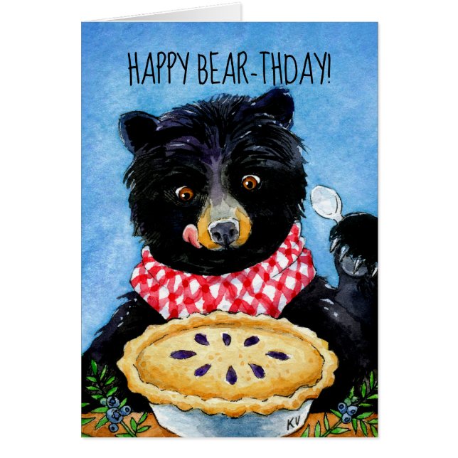 Cute Bear with Pie, wildlife, cottage, birthday (Front)