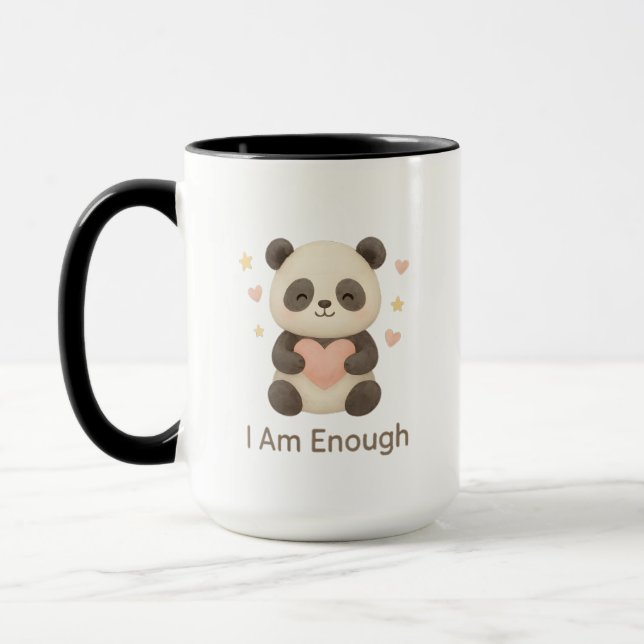 Cute Bear with Pink Heart — I Am Enough mug (Left)