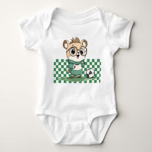 Cute Bear with Soccer Ball Baby Bodysuit (Front)
