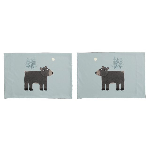 Cute Bear Woodland Pillowcase (Front-Set)