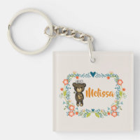Cute Bear, Yellow Flower & Floral Wreath