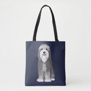 Cute Bearded Collie Cartoon Dog Tote Bag