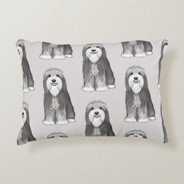 Cute Bearded Collies Pattern Decorative Cushion (Front)