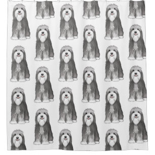 Cute Bearded Collies Pattern Shower Curtain