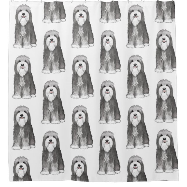 Cute Bearded Collies Pattern Shower Curtain (Front)