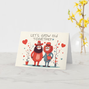 Cute Bearded Couple Let's Grow Old Together Valent Card