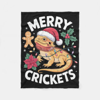 Cute Bearded Dragon Christmas Pun Fleece Blanket