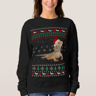 Cute Bearded Dragon Santa Hat Christmas Ugly Sweatshirt