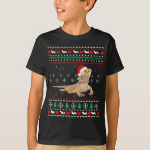 Cute Bearded Dragon Santa Hat Christmas Ugly T-Shirt