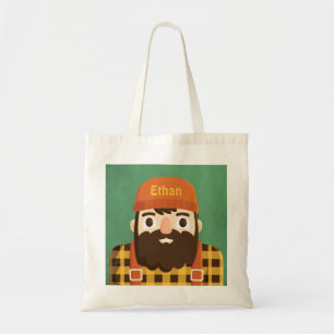 Cute Bearded Lumberjack in Plaid Tote Bag