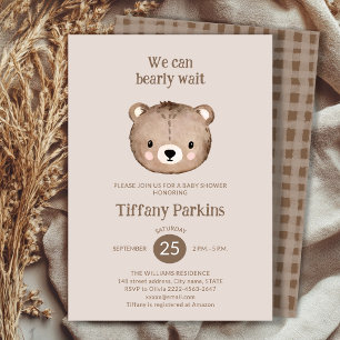 Cute Bearly wait baby shower minimalistic Neutral Invitation