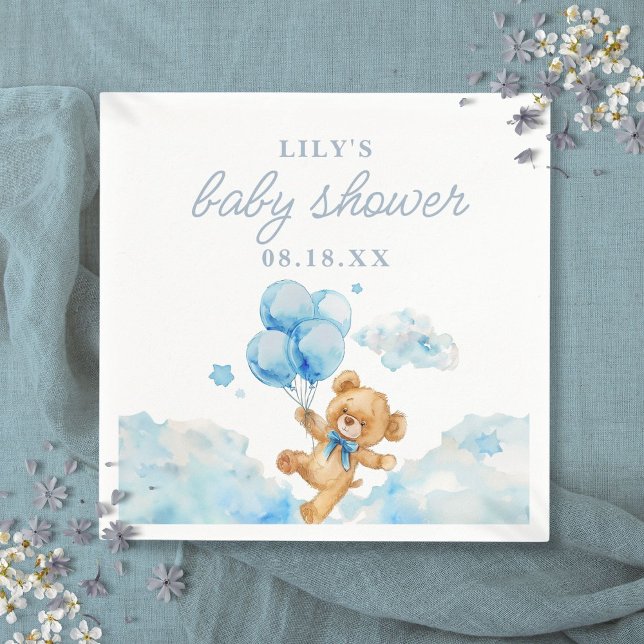 Cute Bearly Wait Blue Boy Baby Shower Napkin (Cute Bearly Wait Blue Boy Baby Shower Napkins)