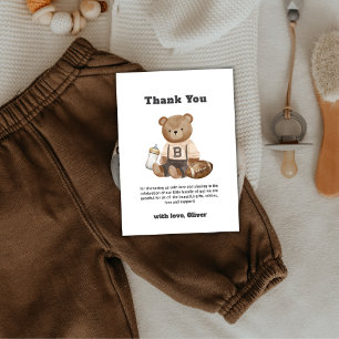 Cute Bearly Wait Football Sport Boy Baby Shower  Thank You Card