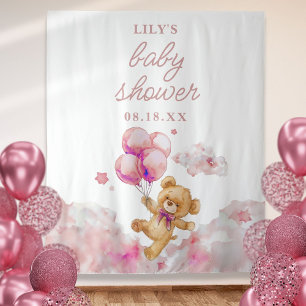 Cute Bearly Wait Pink Girl Baby Shower Photo Prop Tapestry