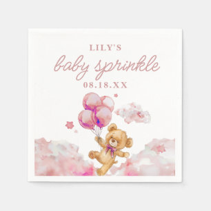 Cute Bearly Wait Pink Girl Baby Shower Sprinkle Napkin