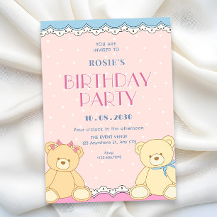 Cute bears birthday invitation