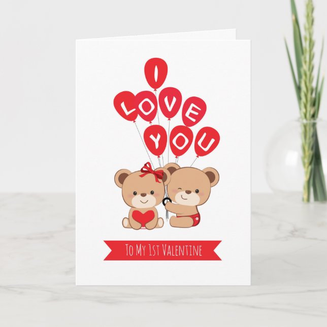 Cute Bears Couple Valentine's Day Card (Front)