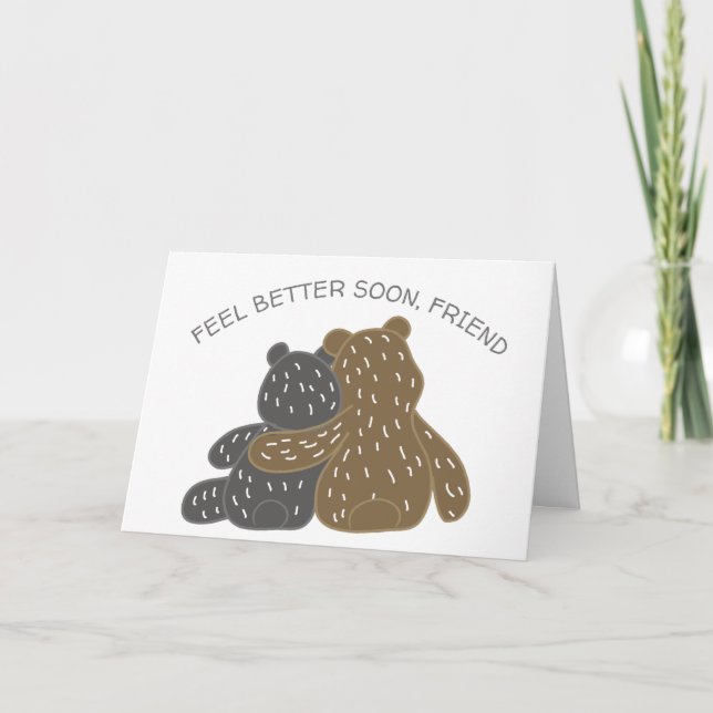 Cute Bears, Feel Better Soon, Friend Get Well Card (Front)