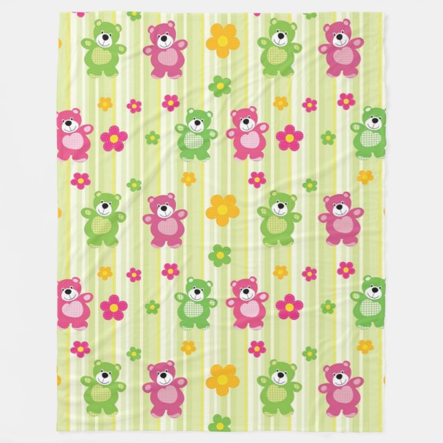 Cute Bears Fleece Blanket (Front)