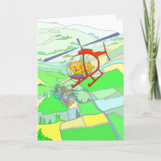 Cute Bears Helicopter Ride. Card