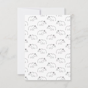 Cute Bears Illustrated Vintage Art Pattern Thank You Card