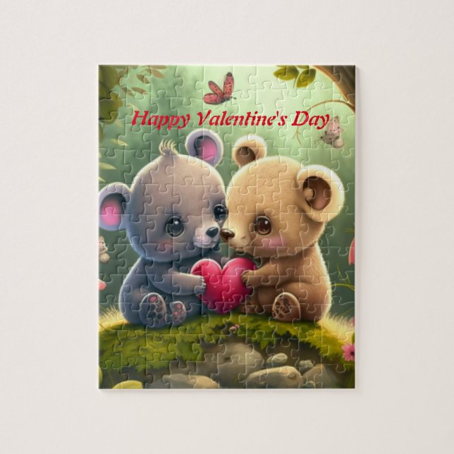Cute bears in love hug eachother jigsaw puzzle (Vertical)