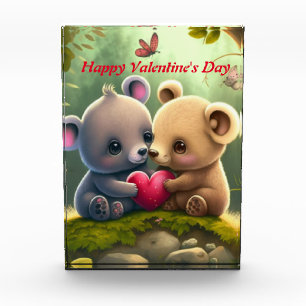 Cute bears in love hug eachother photo block