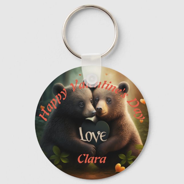 Cute bears in love hugging    key ring (Front)