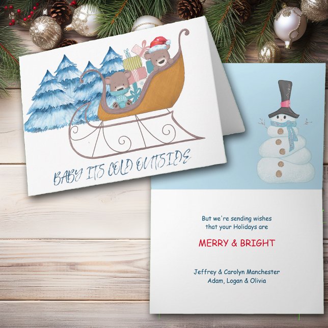 Cute Bears in Sleigh Christmas Card (Creator Uploaded)