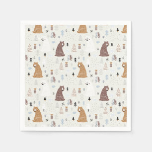 Cute Bears in the Woods Pattern Napkin