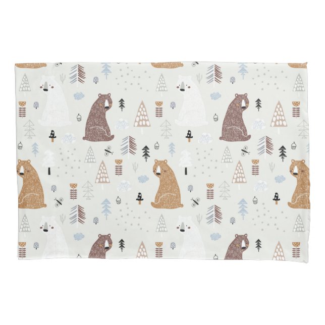 Cute Bears in the Woods Pattern Pillowcase (Front)