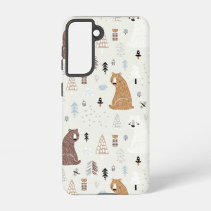 Cute Bears in the Woods Pattern Samsung Galaxy Case